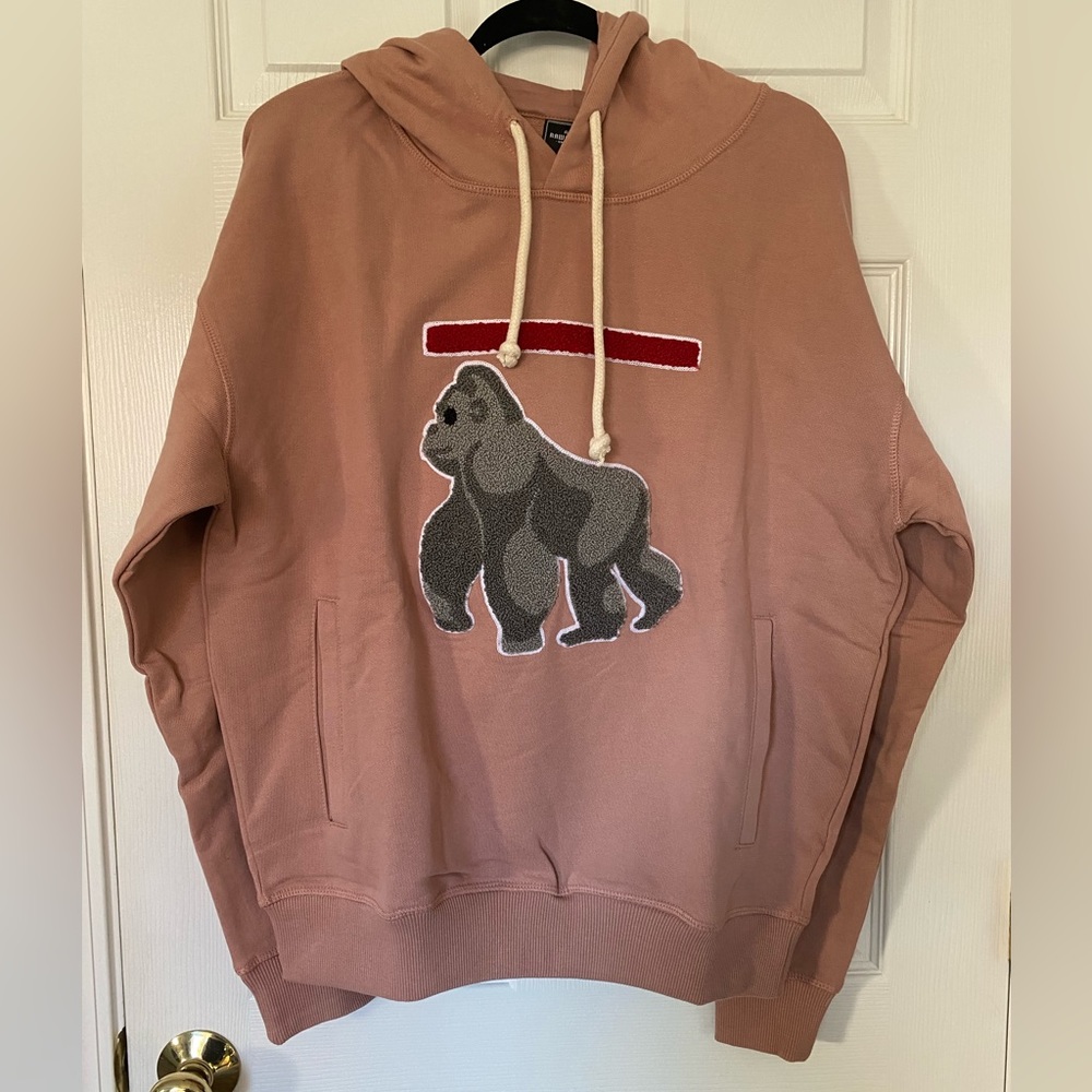 NWT Raw Gear Gorilla pink and gray heavy weight hoodie size small and medium